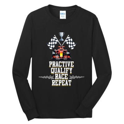 Open Wheel Formula Racing Car Practice Qualify Race Repeat Tall Long Sleeve T-Shirt