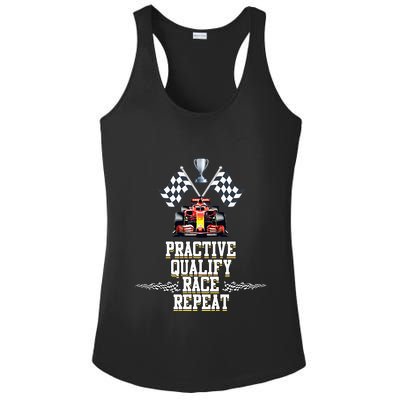 Open Wheel Formula Racing Car Practice Qualify Race Repeat Ladies PosiCharge Competitor Racerback Tank