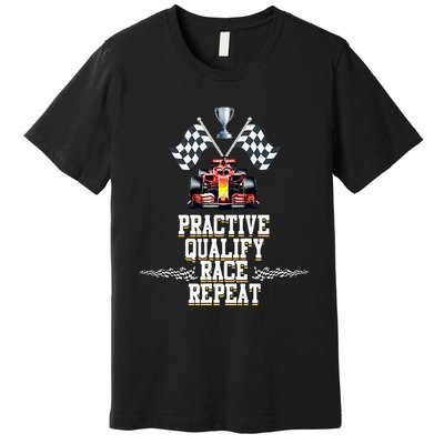 Open Wheel Formula Racing Car Practice Qualify Race Repeat Premium T-Shirt