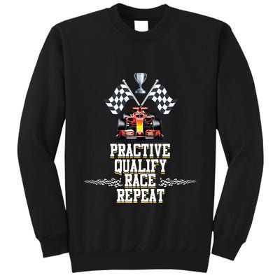 Open Wheel Formula Racing Car Practice Qualify Race Repeat Tall Sweatshirt