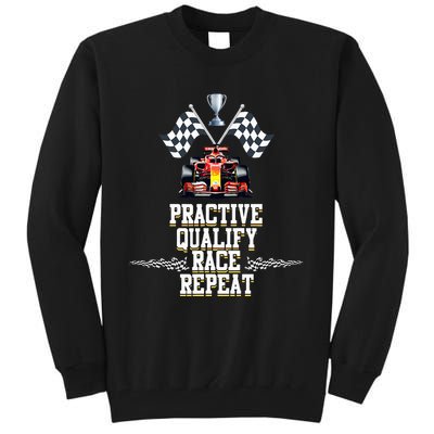 Open Wheel Formula Racing Car Practice Qualify Race Repeat Tall Sweatshirt