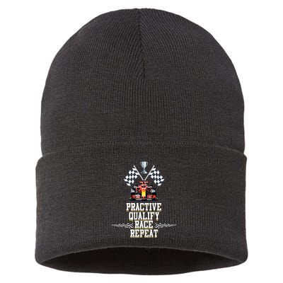 Open Wheel Formula Racing Car Practice Qualify Race Repeat Sustainable Knit Beanie