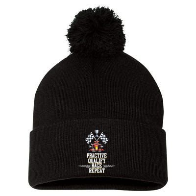 Open Wheel Formula Racing Car Practice Qualify Race Repeat Pom Pom 12in Knit Beanie