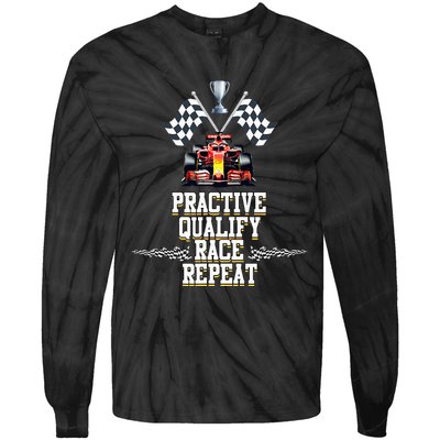 Open Wheel Formula Racing Car Practice Qualify Race Repeat Tie-Dye Long Sleeve Shirt