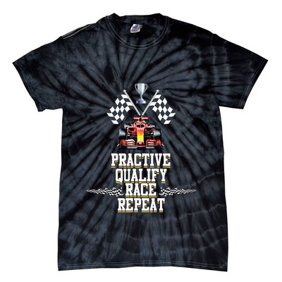 Open Wheel Formula Racing Car Practice Qualify Race Repeat Tie-Dye T-Shirt