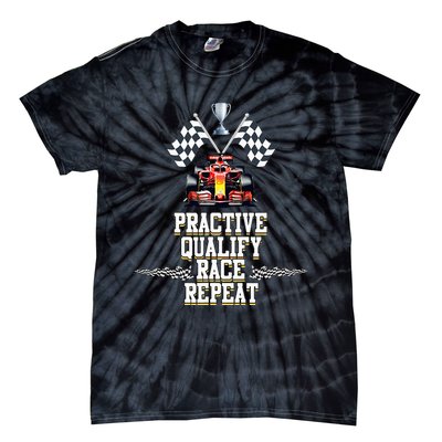 Open Wheel Formula Racing Car Practice Qualify Race Repeat Tie-Dye T-Shirt