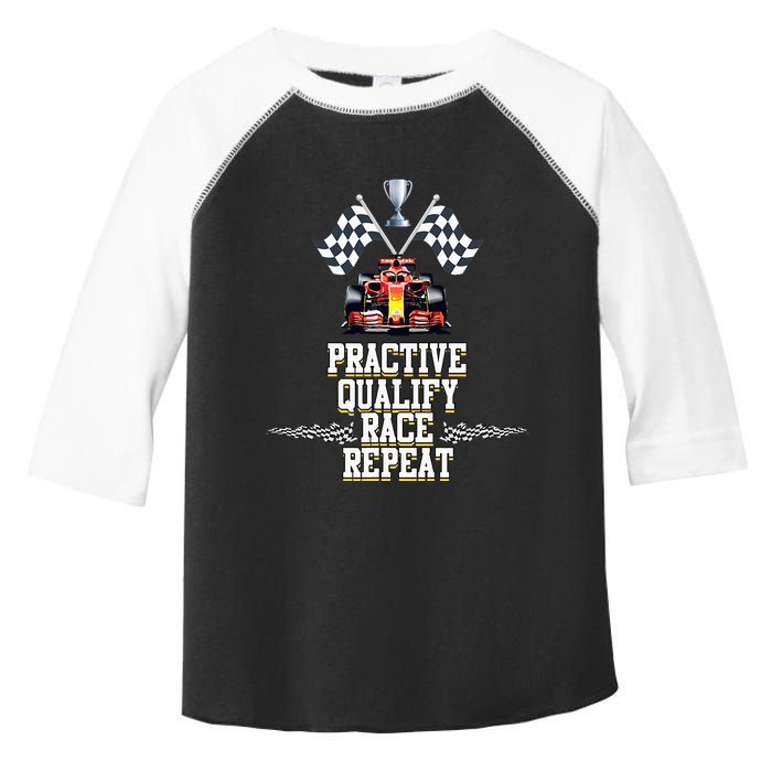 Open Wheel Formula Racing Car Practice Qualify Race Repeat Toddler Fine Jersey T-Shirt