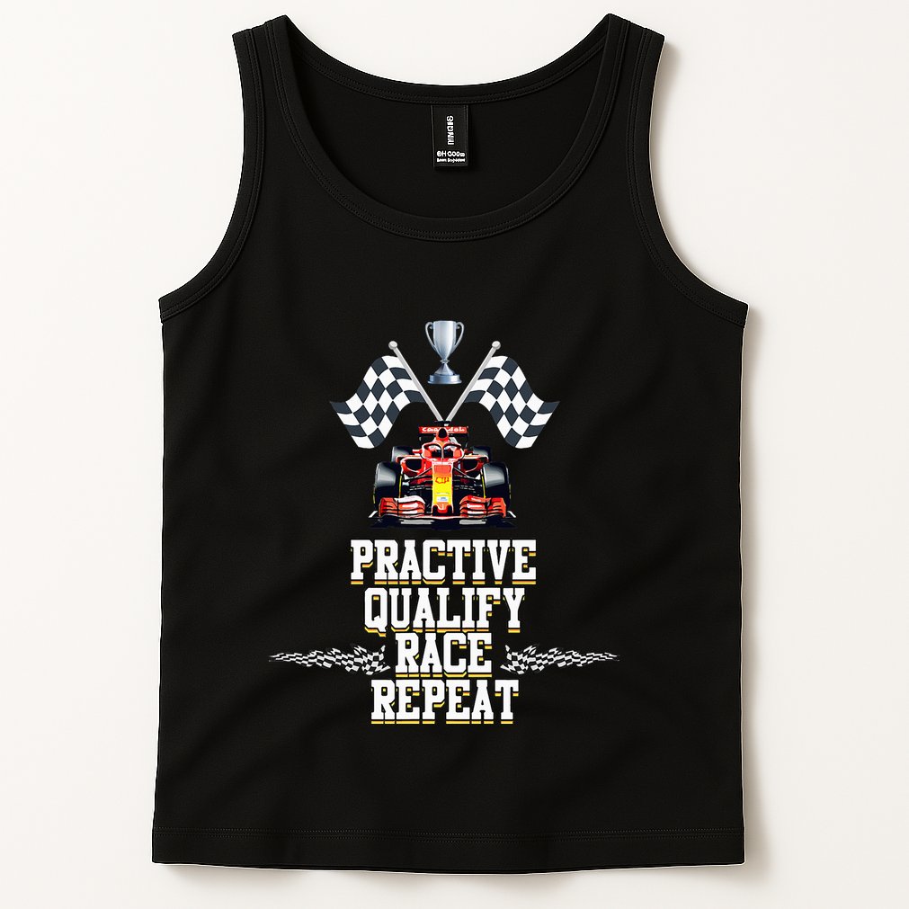 Open Wheel Formula Racing Car Practice Qualify Race Repeat Tank Top