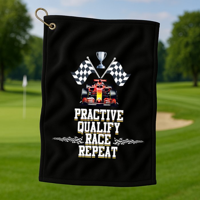 Open Wheel Formula Racing Car Practice Qualify Race Repeat Golf Towel