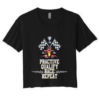 Open Wheel Formula Racing Car Practice Qualify Race Repeat Crop Top