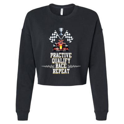Open Wheel Formula Racing Car Practice Qualify Race Repeat Cropped Pullover Crew