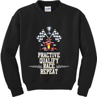 Open Wheel Formula Racing Car Practice Qualify Race Repeat Kids Sweatshirt