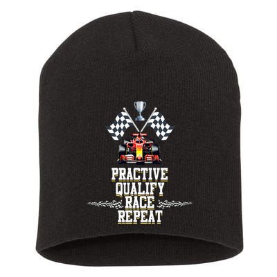 Open Wheel Formula Racing Car Practice Qualify Race Repeat Short Acrylic Beanie