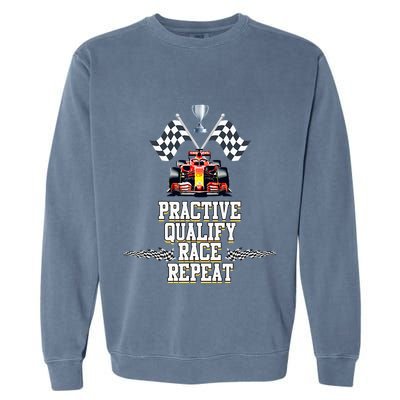 Open Wheel Formula Racing Car Practice Qualify Race Repeat Garment-Dyed Sweatshirt