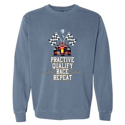 Open Wheel Formula Racing Car Practice Qualify Race Repeat Garment-Dyed Sweatshirt