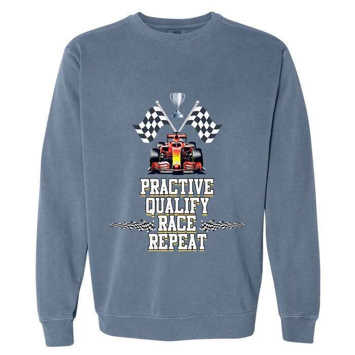Open Wheel Formula Racing Car Practice Qualify Race Repeat Garment-Dyed Sweatshirt