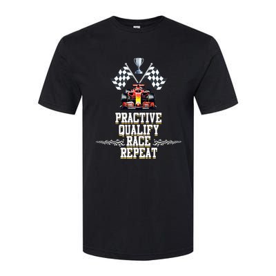 Open Wheel Formula Racing Car Practice Qualify Race Repeat Softstyle CVC T-Shirt