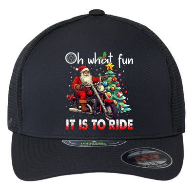 Oh What Fun It Is To Ride Santa Motorcycle  Flexfit Unipanel Trucker Cap