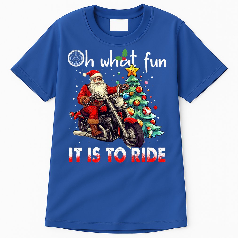 Oh What Fun It Is To Ride Santa Motorcycle  Tall T-Shirt