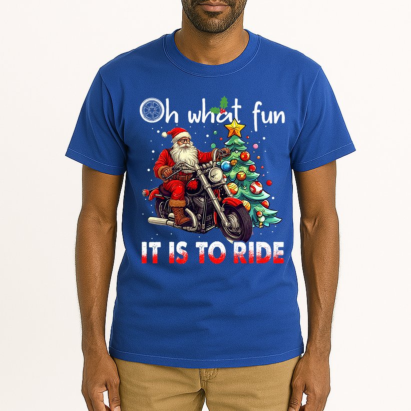 Oh What Fun It Is To Ride Santa Motorcycle  Tall T-Shirt