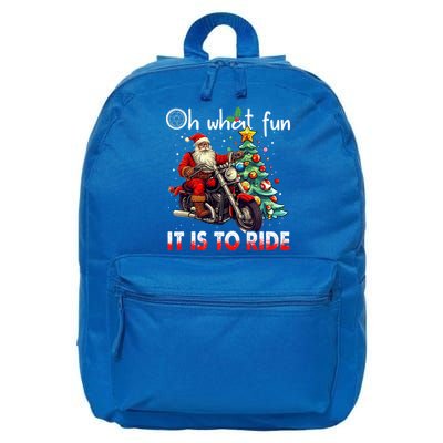 Oh What Fun It Is To Ride Santa Motorcycle  16 in Basic Backpack