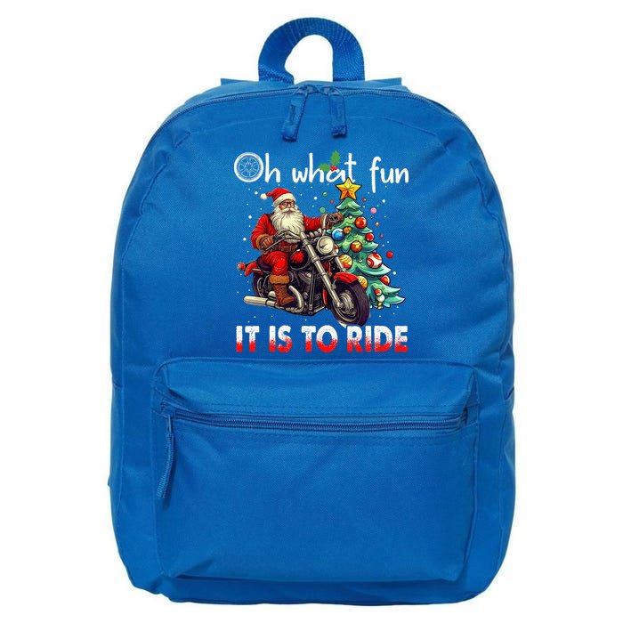 Oh What Fun It Is To Ride Santa Motorcycle  16 in Basic Backpack