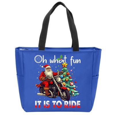 Oh What Fun It Is To Ride Santa Motorcycle  Zip Tote Bag