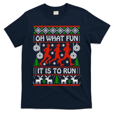 Oh What Fun It Is To Run Ugly Christmas T-Shirt