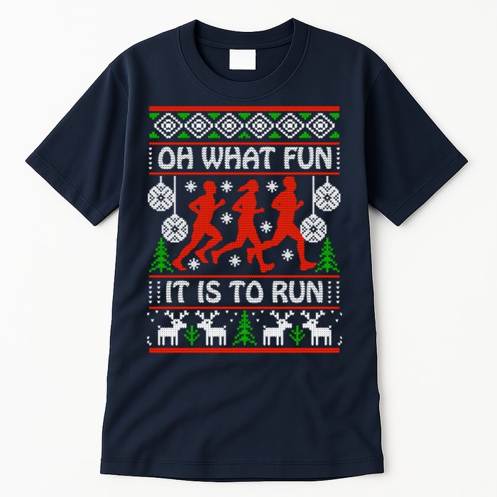 Oh What Fun It Is To Run Ugly Christmas Tall T-Shirt