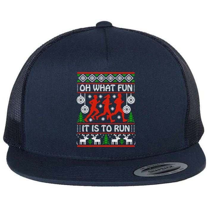 Oh What Fun It Is To Run Ugly Christmas Flatbill Hat