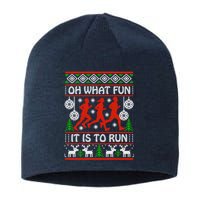 Oh What Fun It Is To Run Ugly Christmas Sustainable Beanie
