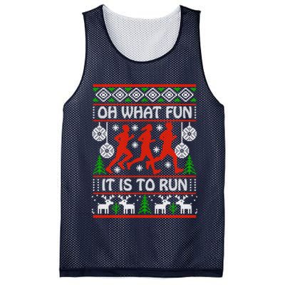 Oh What Fun It Is To Run Ugly Christmas Mesh Reversible Basketball Jersey Tank