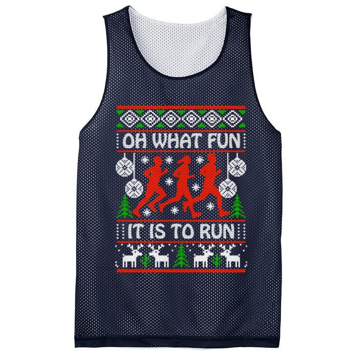 Oh What Fun It Is To Run Ugly Christmas Mesh Reversible Basketball Jersey Tank