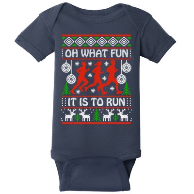 Oh What Fun It Is To Run Ugly Christmas Baby Bodysuit