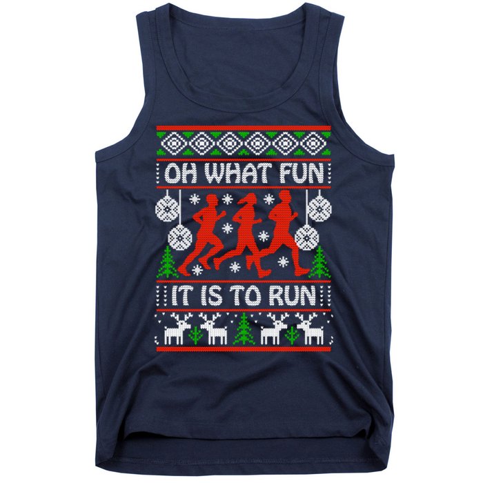 Oh What Fun It Is To Run Ugly Christmas Tank Top