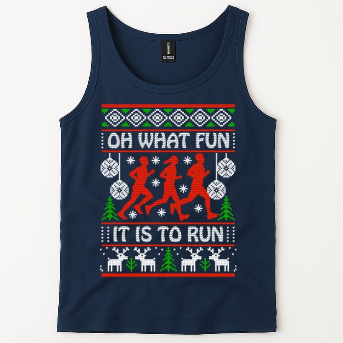 Oh What Fun It Is To Run Ugly Christmas Tank Top