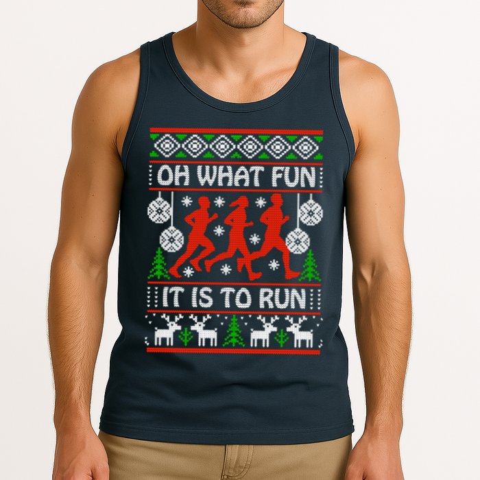 Oh What Fun It Is To Run Ugly Christmas Tank Top