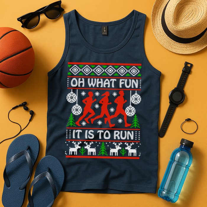 Oh What Fun It Is To Run Ugly Christmas Tank Top