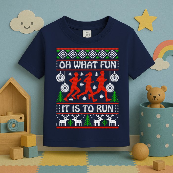 Oh What Fun It Is To Run Ugly Christmas Toddler T-Shirt