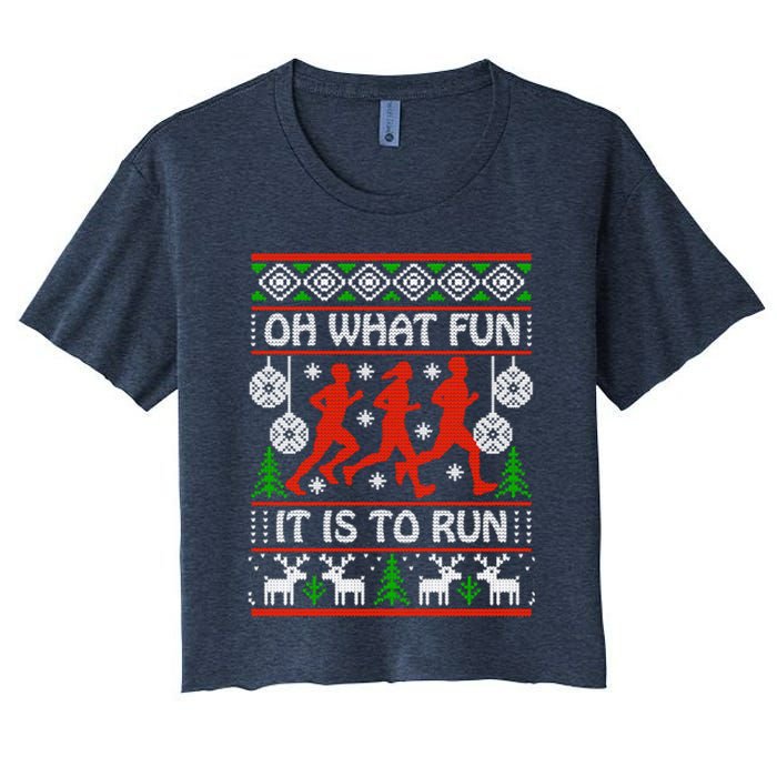 Oh What Fun It Is To Run Ugly Christmas Crop Top