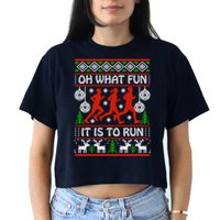 Oh What Fun It Is To Run Ugly Christmas Crop Top