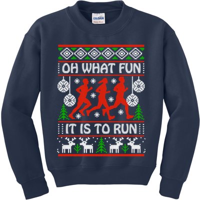 Oh What Fun It Is To Run Ugly Christmas Kids Sweatshirt