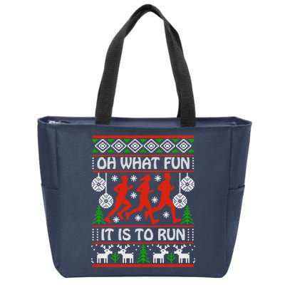 Oh What Fun It Is To Run Ugly Christmas Zip Tote Bag