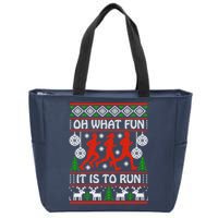 Oh What Fun It Is To Run Ugly Christmas Zip Tote Bag