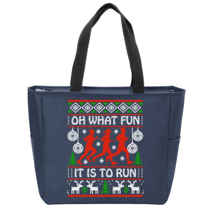 Oh What Fun It Is To Run Ugly Christmas Zip Tote Bag