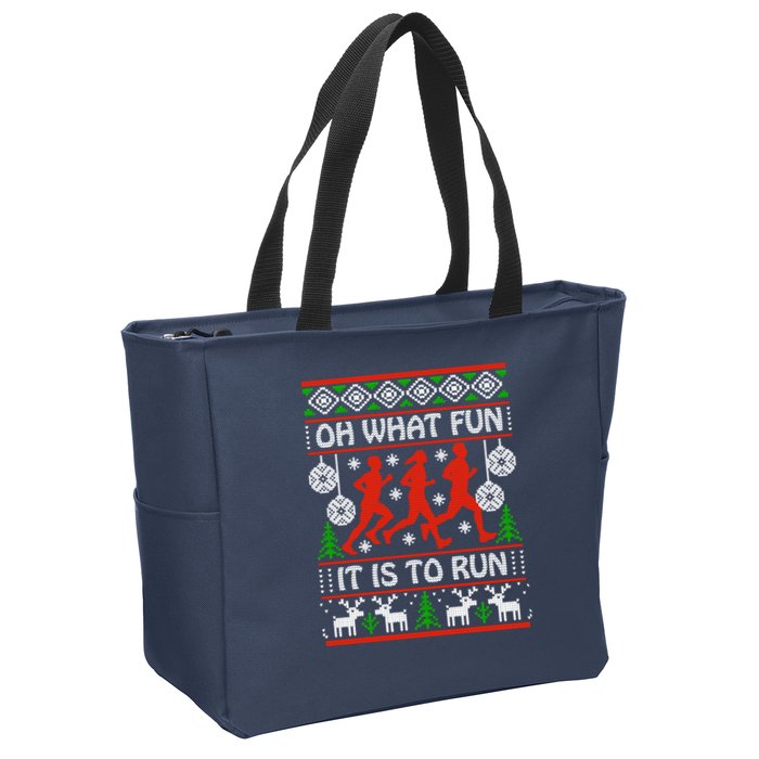 Oh What Fun It Is To Run Ugly Christmas Zip Tote Bag