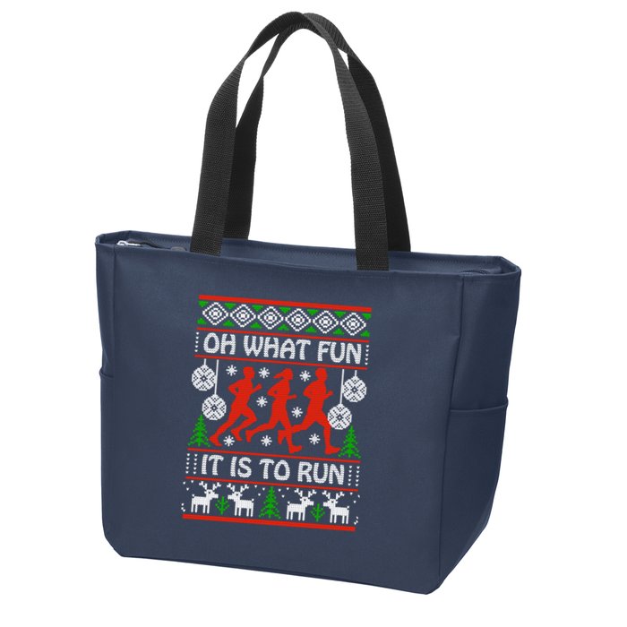 Oh What Fun It Is To Run Ugly Christmas Zip Tote Bag
