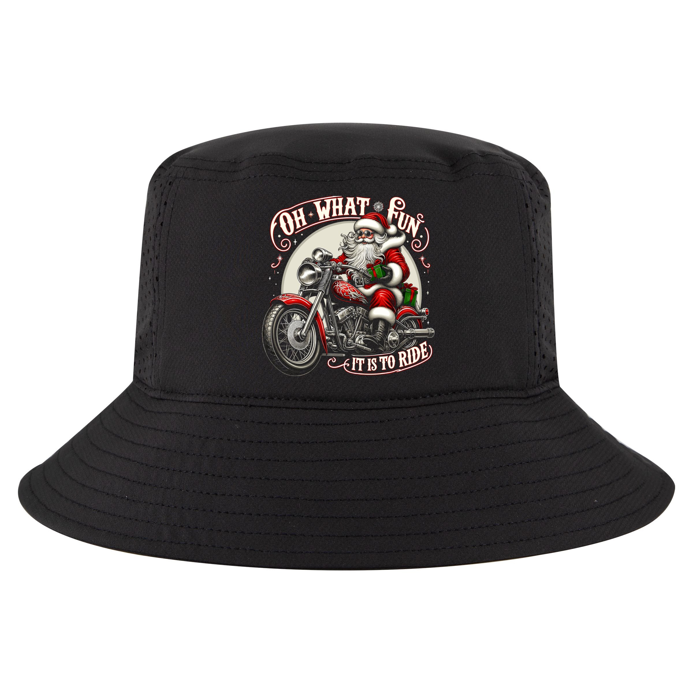 Oh What Fun It Is To Ride Motorcycle Biker Santa Xmas Gift Cool Comfort Performance Bucket Hat