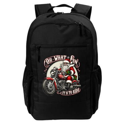 Oh What Fun It Is To Ride Motorcycle Biker Santa Xmas Gift Backpack