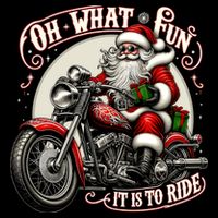 Oh What Fun It Is To Ride Motorcycle Biker Santa Xmas Gift Flat Bill Trucker Hat